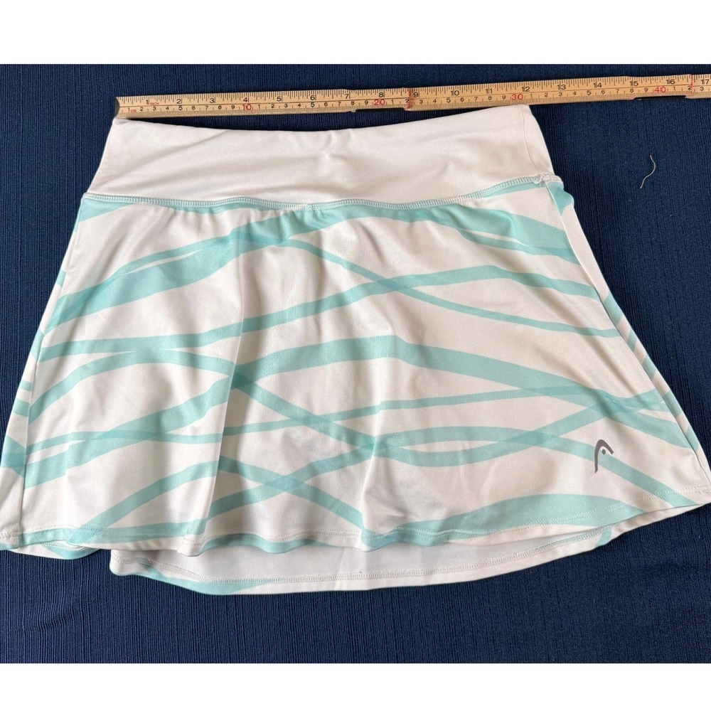 HEAD Tennis‎ Skort XS White Aqua Blue Skort Wave Athletic Mini Skirt Tenniscore - Picture 2 of 7